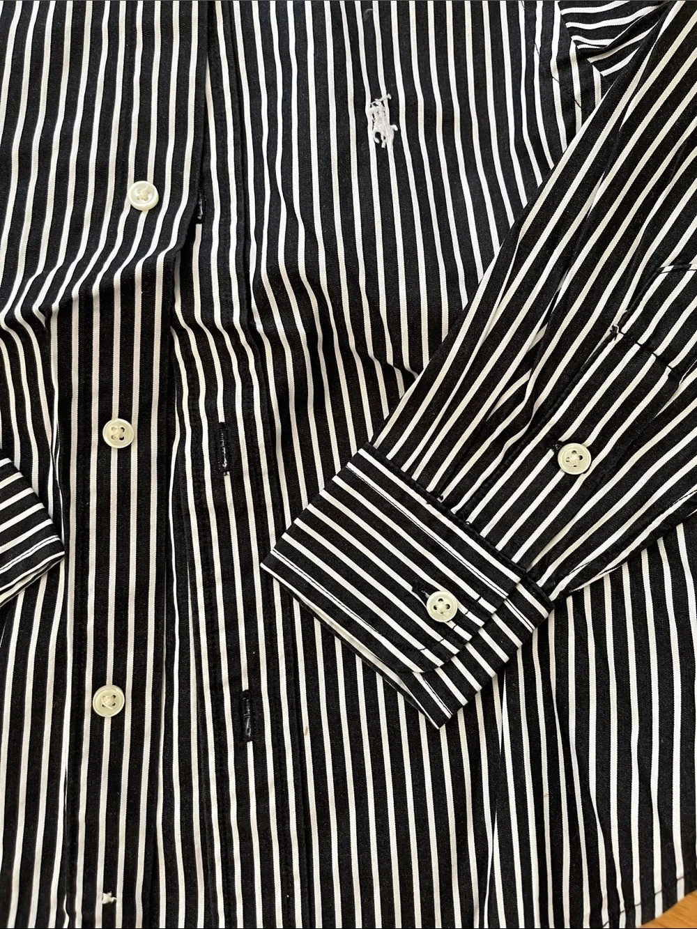 Ralph Lauren Black and White Vertical Stripe Button-Down Shirt - toddler 2T